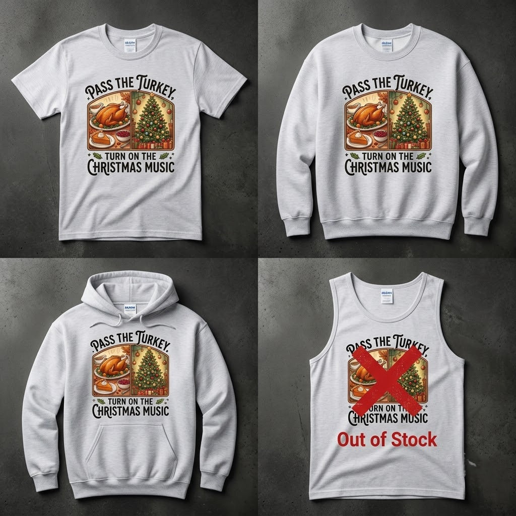 Pass The Turkey Turn On The Christmas Music Holiday Gift (T-Shirt, Sweatshirt, Hoodie)