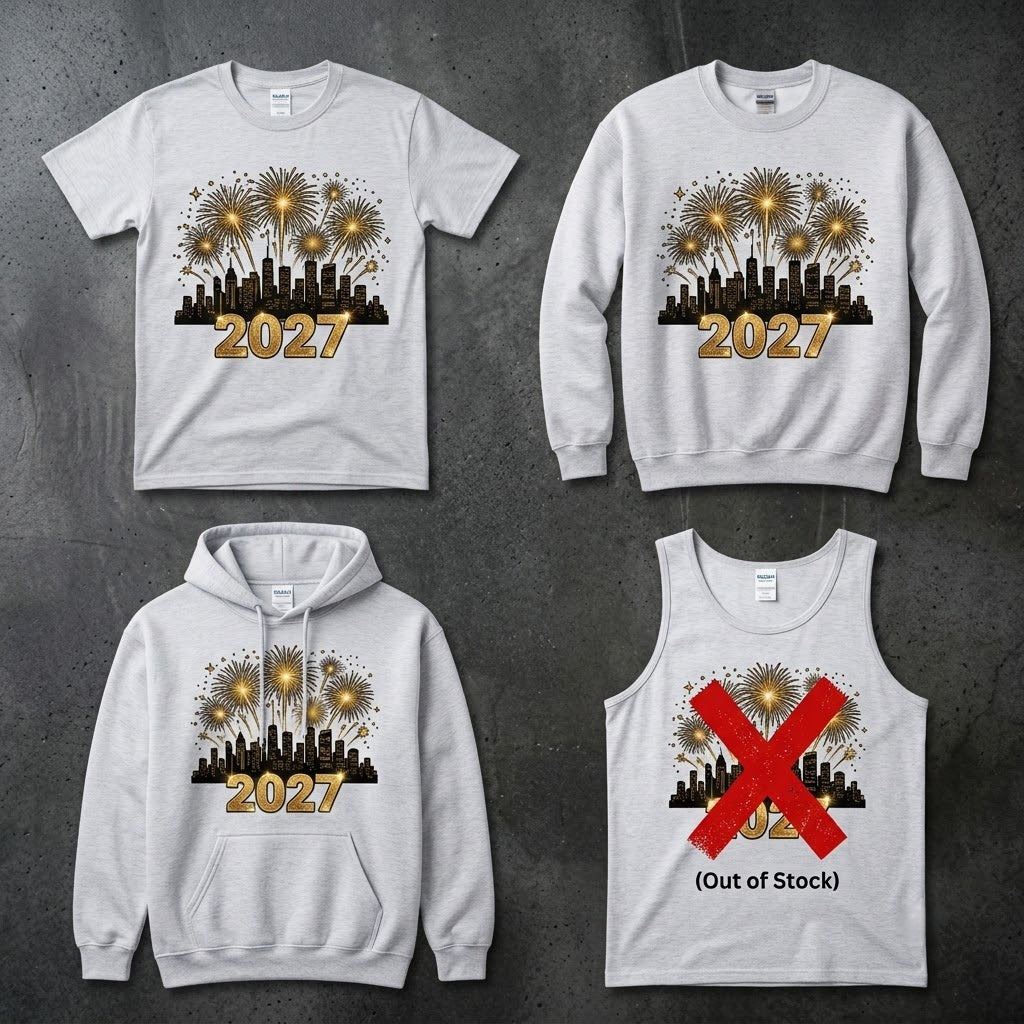2027 City Skyline Fireworks New Years Eve Party Gift (T-Shirt, Sweatshirt, Hoodie)