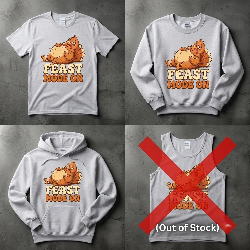 Feast Mode On Funny Turkey Food Coma Thanksgiving Gift (T-Shirt, Sweatshirt, Hoodie)