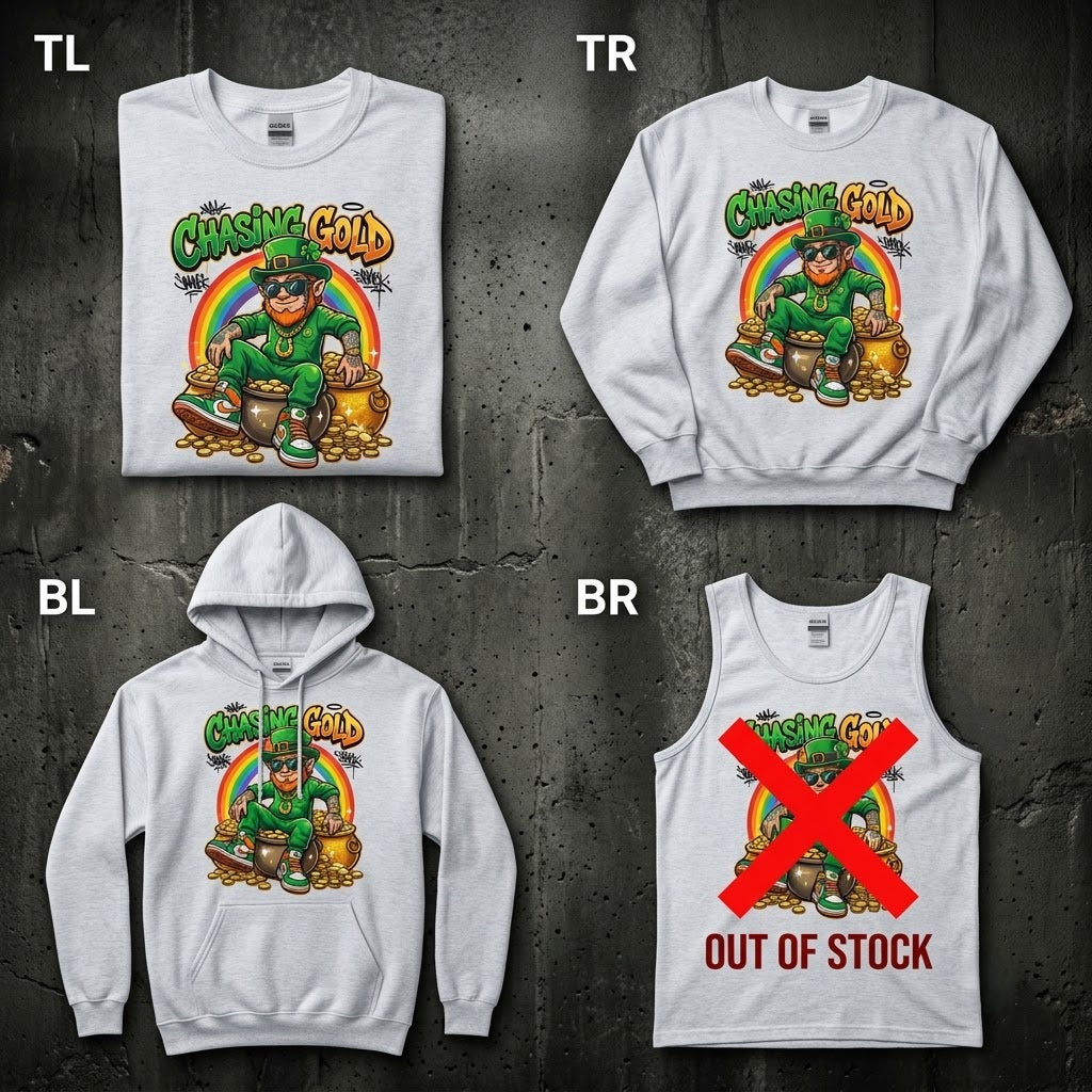 Chasing Gold Cool Leprechaun St Patricks Day Gift (T-Shirt, Sweatshirt, Hoodie)