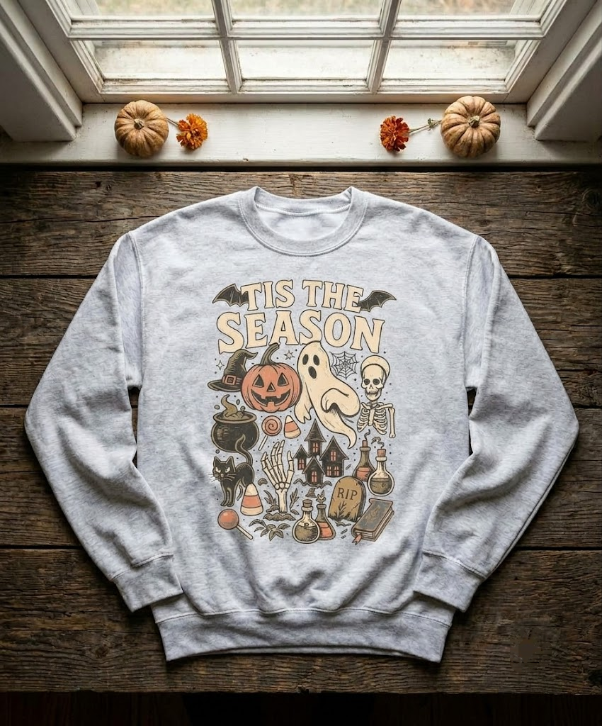 Vintage Tis The Season Shirt, Spooky Autumn Vibes Sweatshirt, Retro Halloween Graphic Hoodie