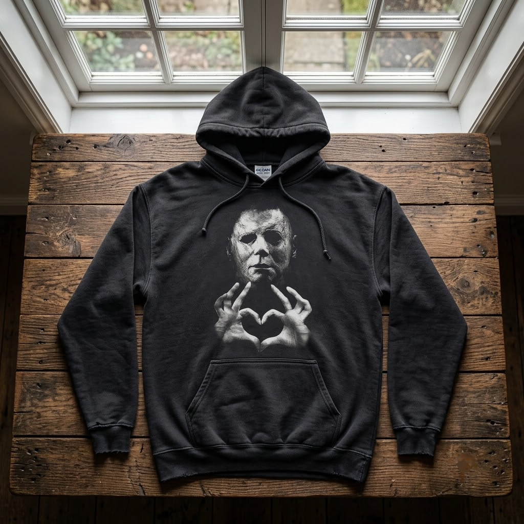 Slasher Heart Hands Shirt, Funny Horror Killer Sweatshirt, Spooky Season Mask Hoodie