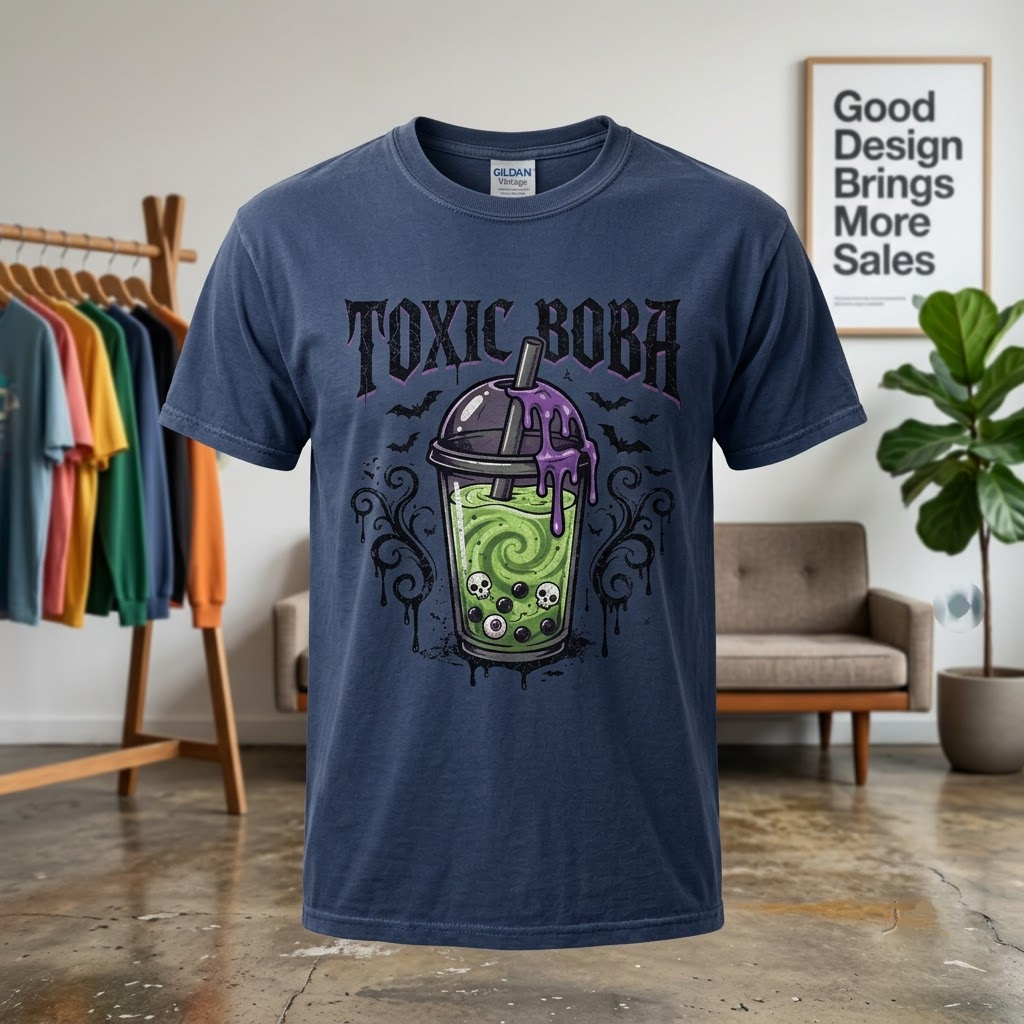 Toxic Boba Addict Bubble Tea Halloween Hoodie - Pastel Goth Spooky Drink Graphic Sweatshirt