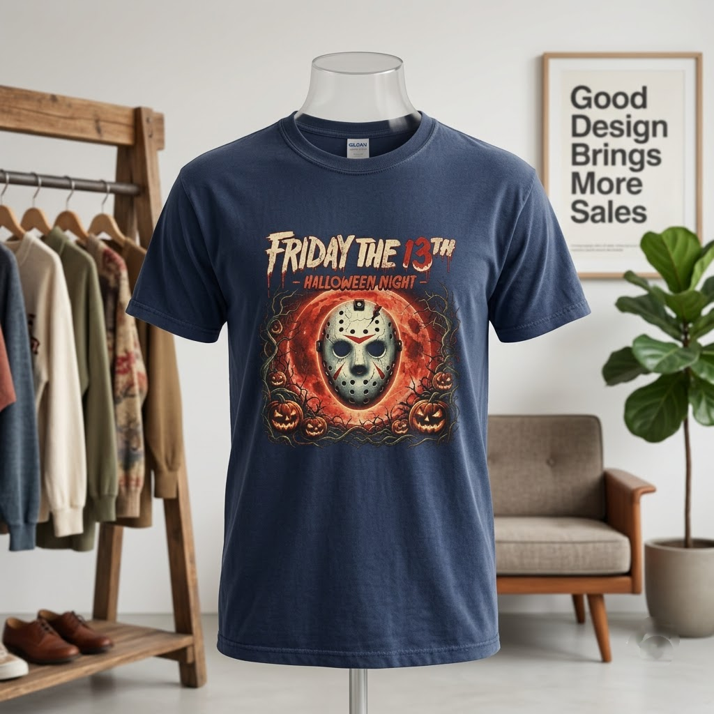 Friday The 13th Halloween Night Horror Hoodie - Retro Blood Moon Slasher Graphic Sweatshirt