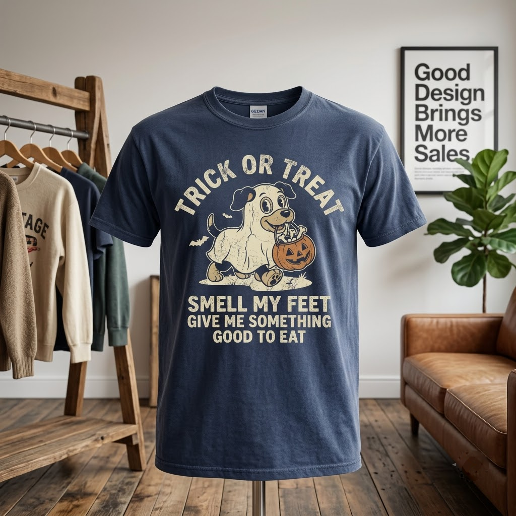 Trick Or Treat Give Me Bones Ghost Dog Halloween Hoodie - Vintage Rubber Hose Dog Mom Graphic Sweatshirt