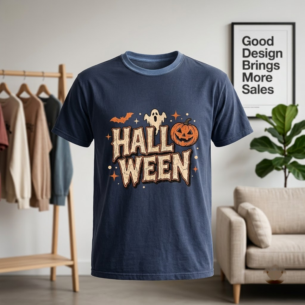 Vintage Distressed Halloween Typography Hoodie - Retro Spooky Jagged Lettering Graphic Sweatshirt