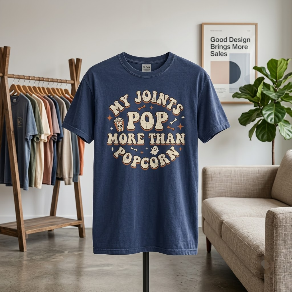 My Joints Pop More Than Popcorn Halloween Hoodie - Retro Funny Aging Skeleton Graphic Sweatshirt