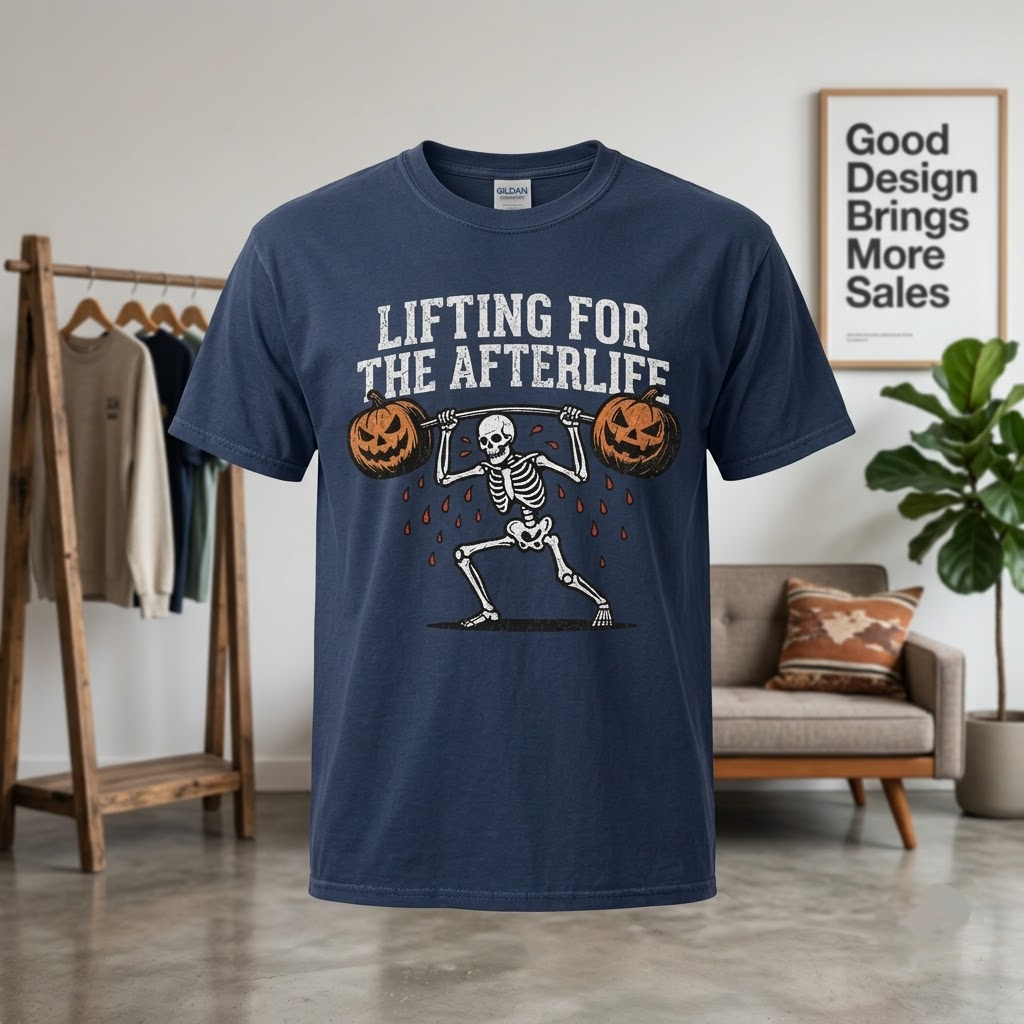 Lifting For The Afterlife Skeleton Gym Halloween Hoodie - Funny Fitness Weightlifting Graphic Sweatshirt