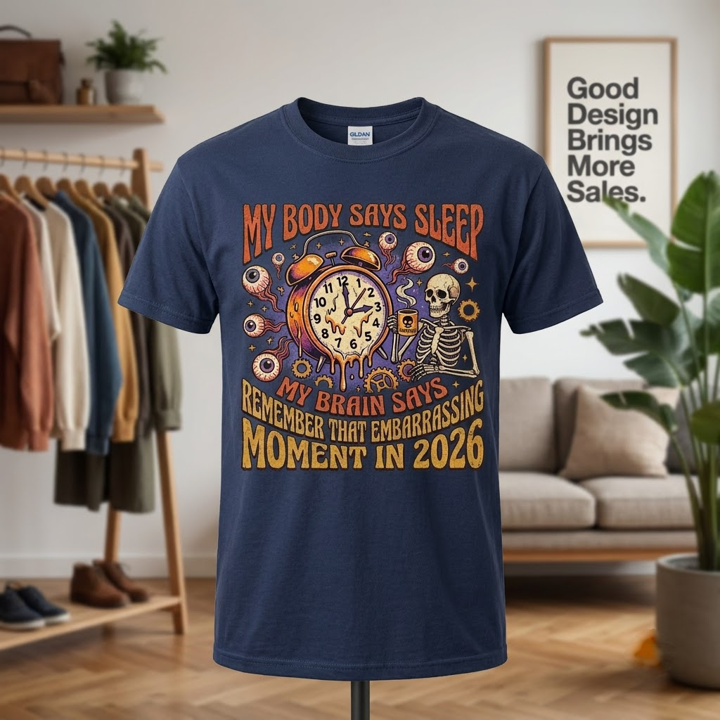 My Body Says Sleep My Brain Says Overthink Halloween Hoodie - Retro Funny Overthinking Spooky Sweatshirt