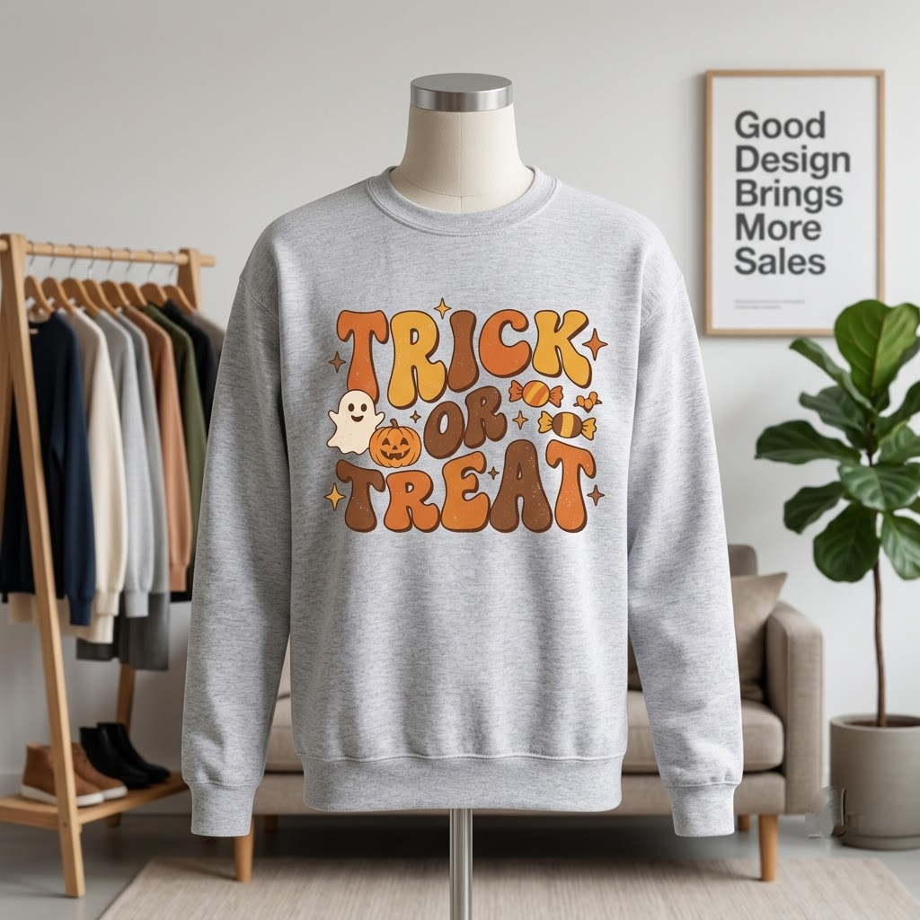 Vintage Rubber Hose Trick Or Treat Halloween Hoodie - 1930s Cartoon Spooky Icons Graphic Sweatshirt