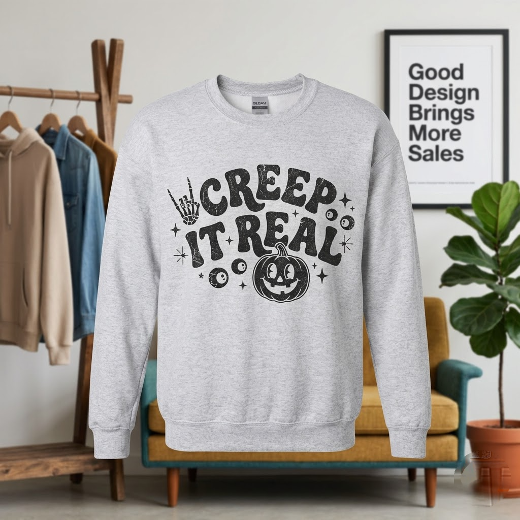 Creep It Real Vintage Halloween Hoodie - 1930s Rubber Hose Skeleton Hand Graphic Sweatshirt