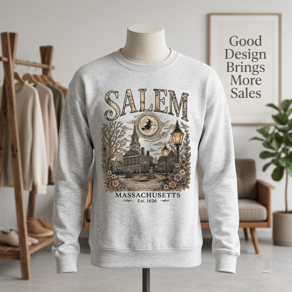 Vintage Salem Massachusetts 1626 Flying Witch - Spooky Town T-Shirt, Sweatshirt, Hoodie