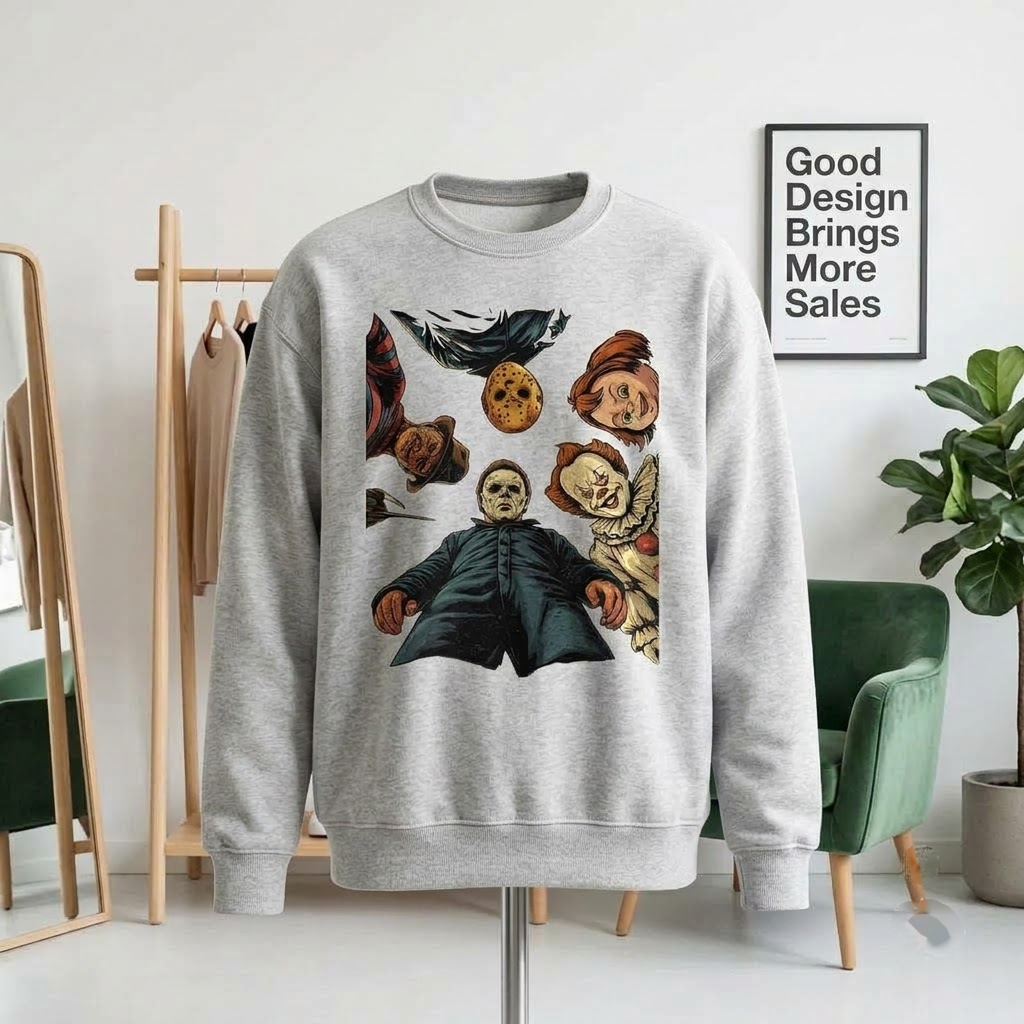 Horror Villains Squad POV - Classic Slasher Icons Halloween T-Shirt, Sweatshirt, Hoodie