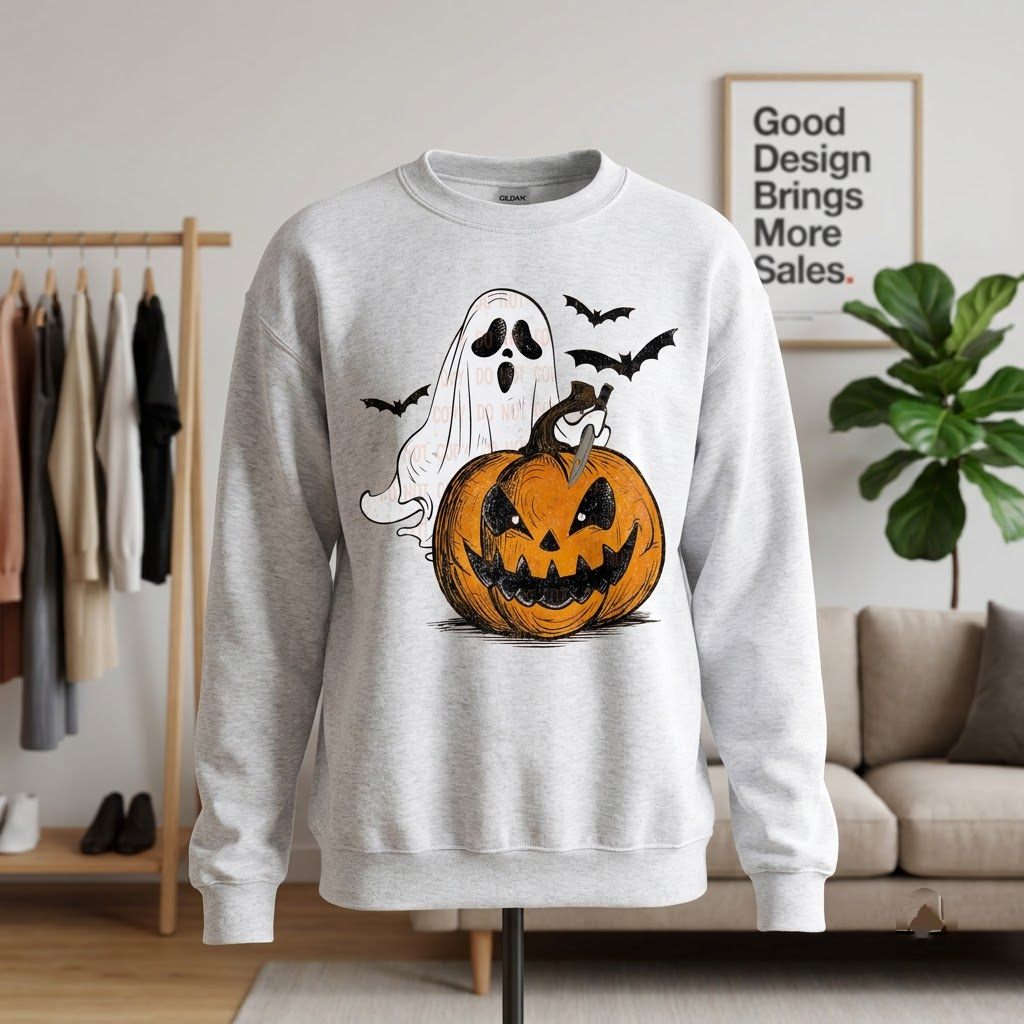 Vintage Spooky Ghost Shirt, Retro Pumpkin Carving Sweatshirt, Halloween Slasher Graphic Hoodie