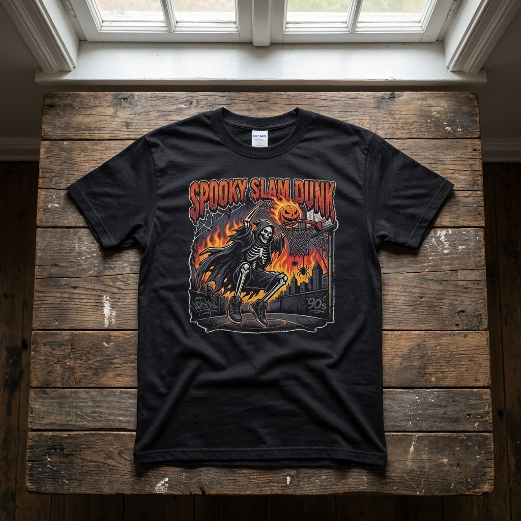 Spooky Slam Dunk Grim Reaper Basketball Halloween Hoodie - Retro Streetball Pumpkin Graphic Sweatshirt