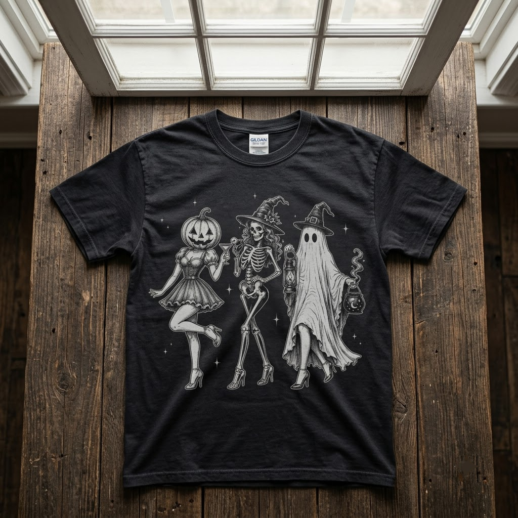 Vintage Spooky Babes Shirt, Halloween Girls Night Sweatshirt, Retro Witch Skeleton Ghost Hoodie