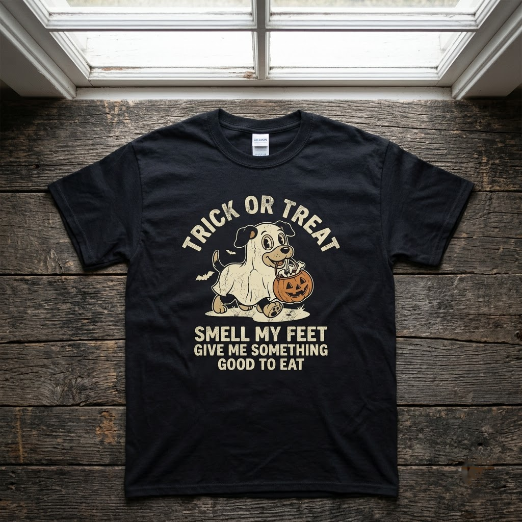 Trick Or Treat Give Me Bones Ghost Dog Halloween Hoodie - Vintage Rubber Hose Dog Mom Graphic Sweatshirt