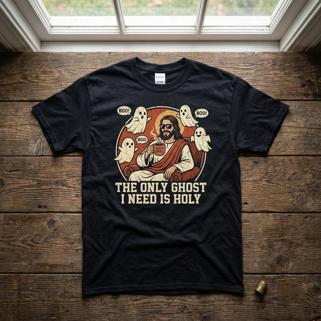 The Only Ghost I Need Is Holy Funny Jesus Halloween Hoodie - 90s Retro Christian Humor Parody Graphic Sweatshirt