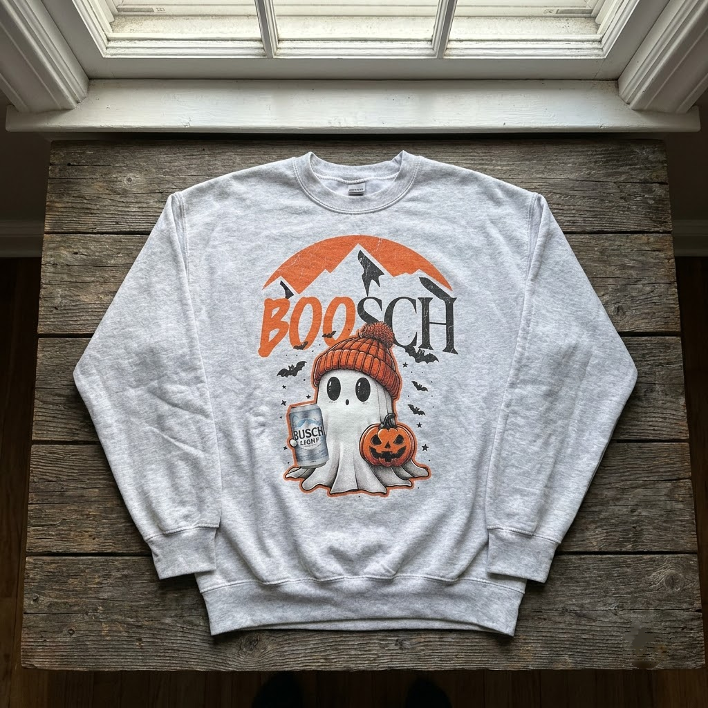 Vintage Boosch Halloween Shirt, Funny Spooky Season Beer Sweatshirt, Retro Ghost Graphic Hoodie
