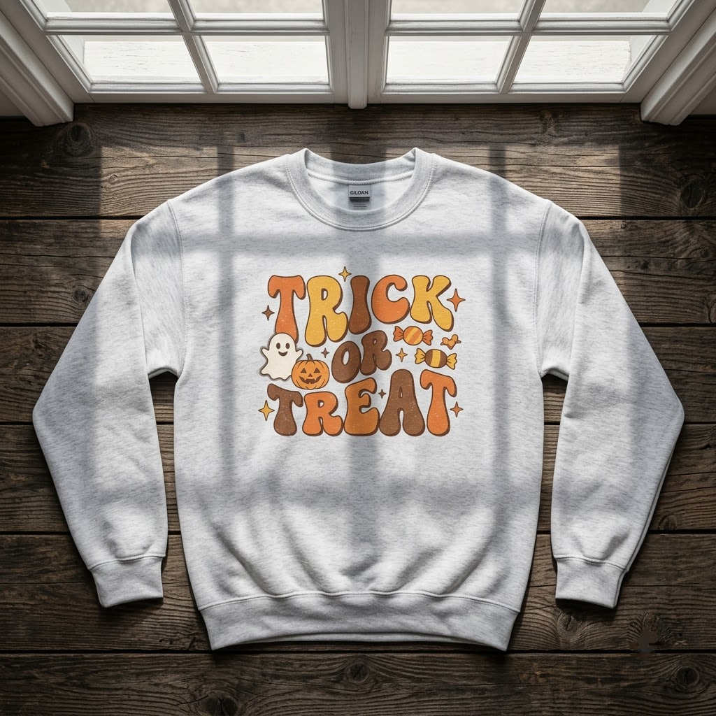 Vintage Rubber Hose Trick Or Treat Halloween Hoodie - 1930s Cartoon Spooky Icons Graphic Sweatshirt