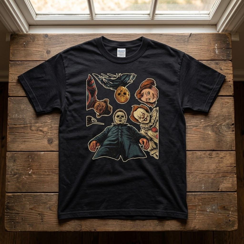 Horror Villains Squad POV - Classic Slasher Icons Halloween T-Shirt, Sweatshirt, Hoodie