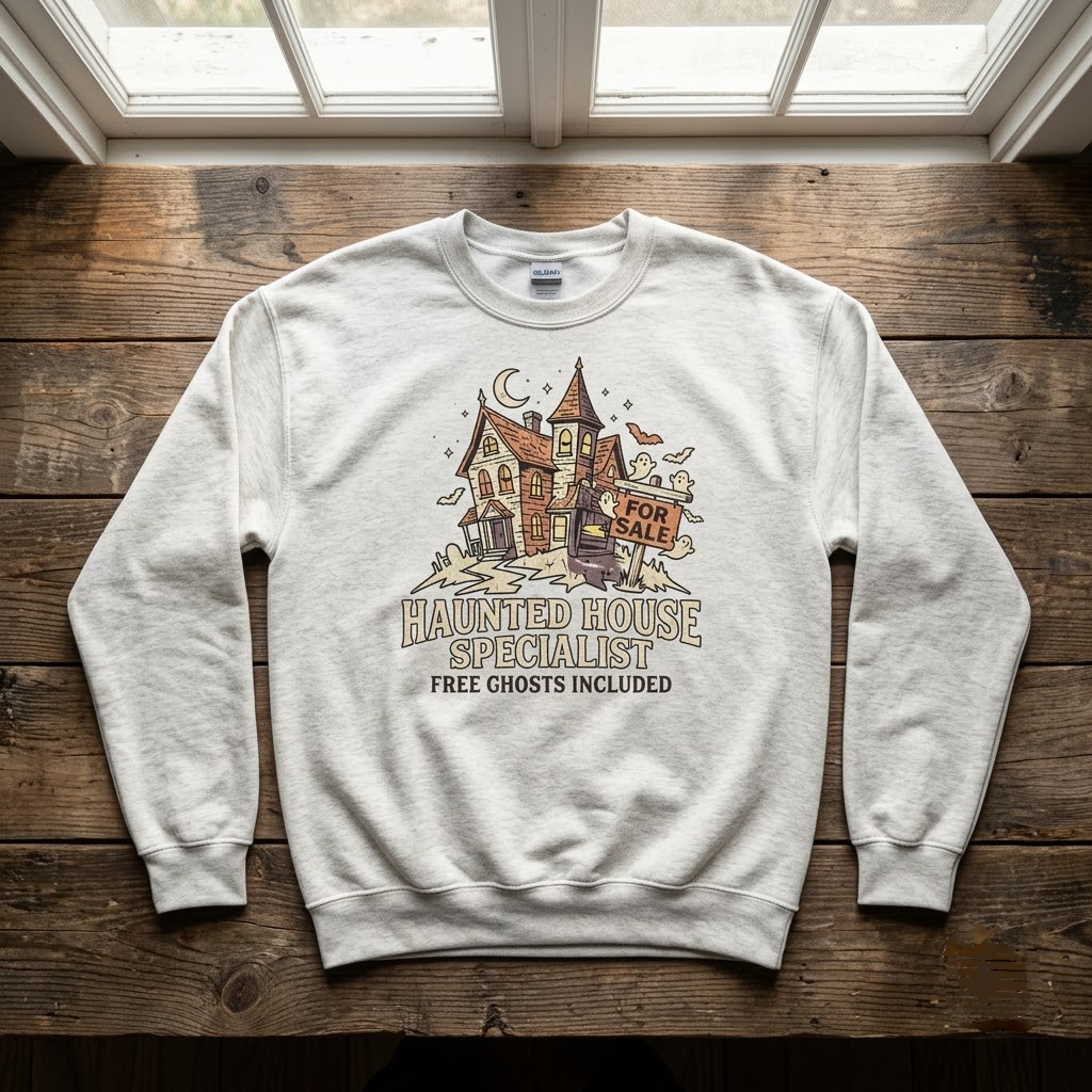 Haunted House Specialist Free Ghosts Included Halloween Hoodie - Funny Real Estate Agent Graphic Sweatshirt