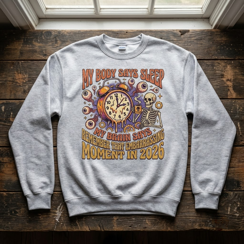 My Body Says Sleep My Brain Says Overthink Halloween Hoodie - Retro Funny Overthinking Spooky Sweatshirt