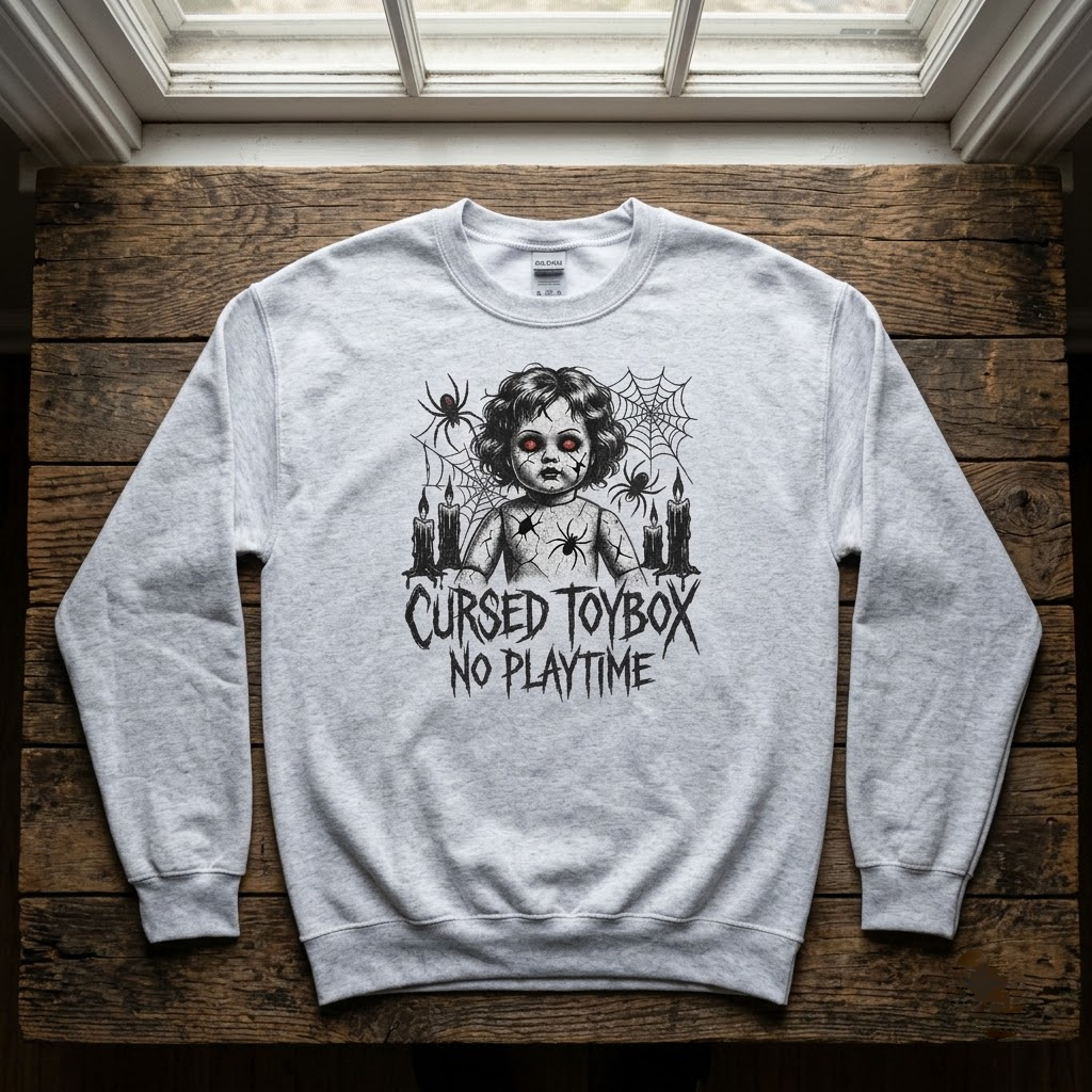 Cursed Toybox 90s Bootleg Horror Comic Halloween Hoodie - Creepy Porcelain Doll Vintage Streetwear Sweatshirt