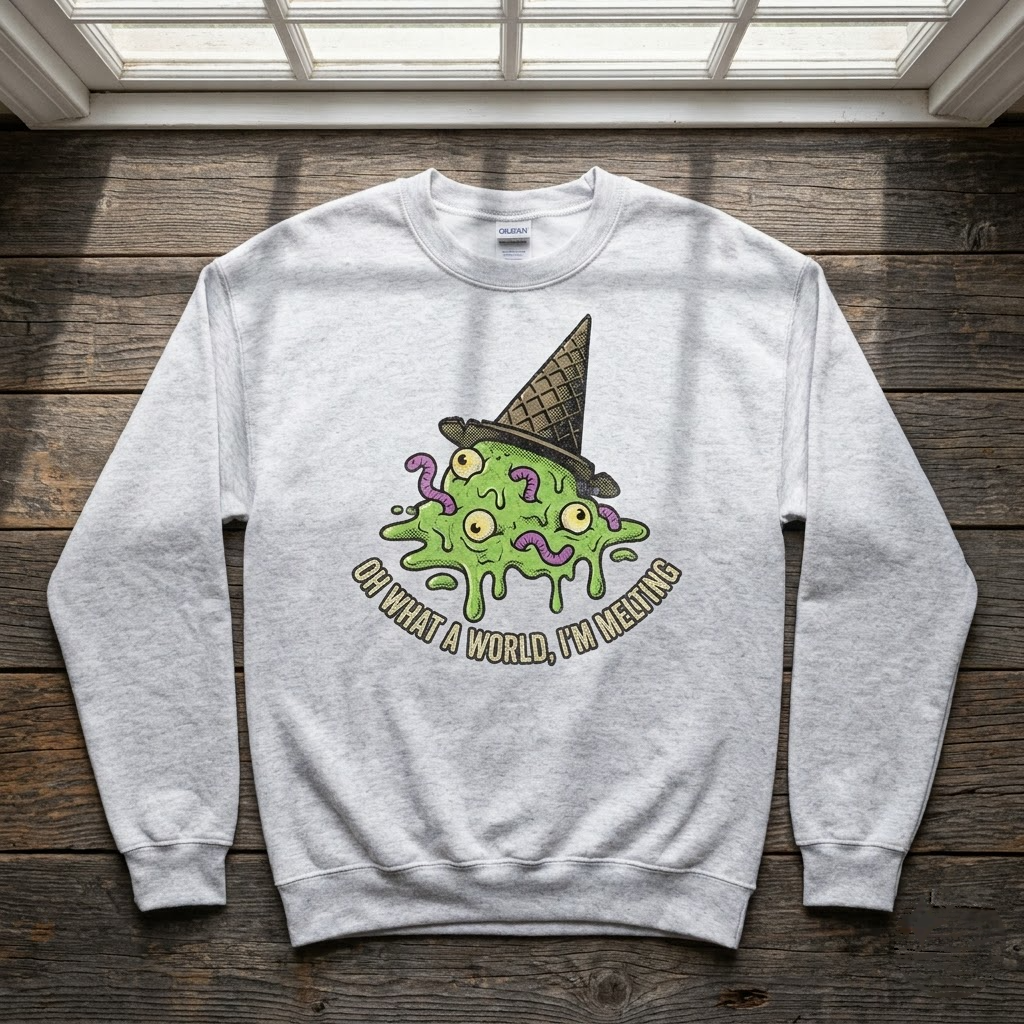 Im Melting Witch Hat Ice Cream Halloween Hoodie - 1930s Rubber Hose Cartoon Graphic Sweatshirt