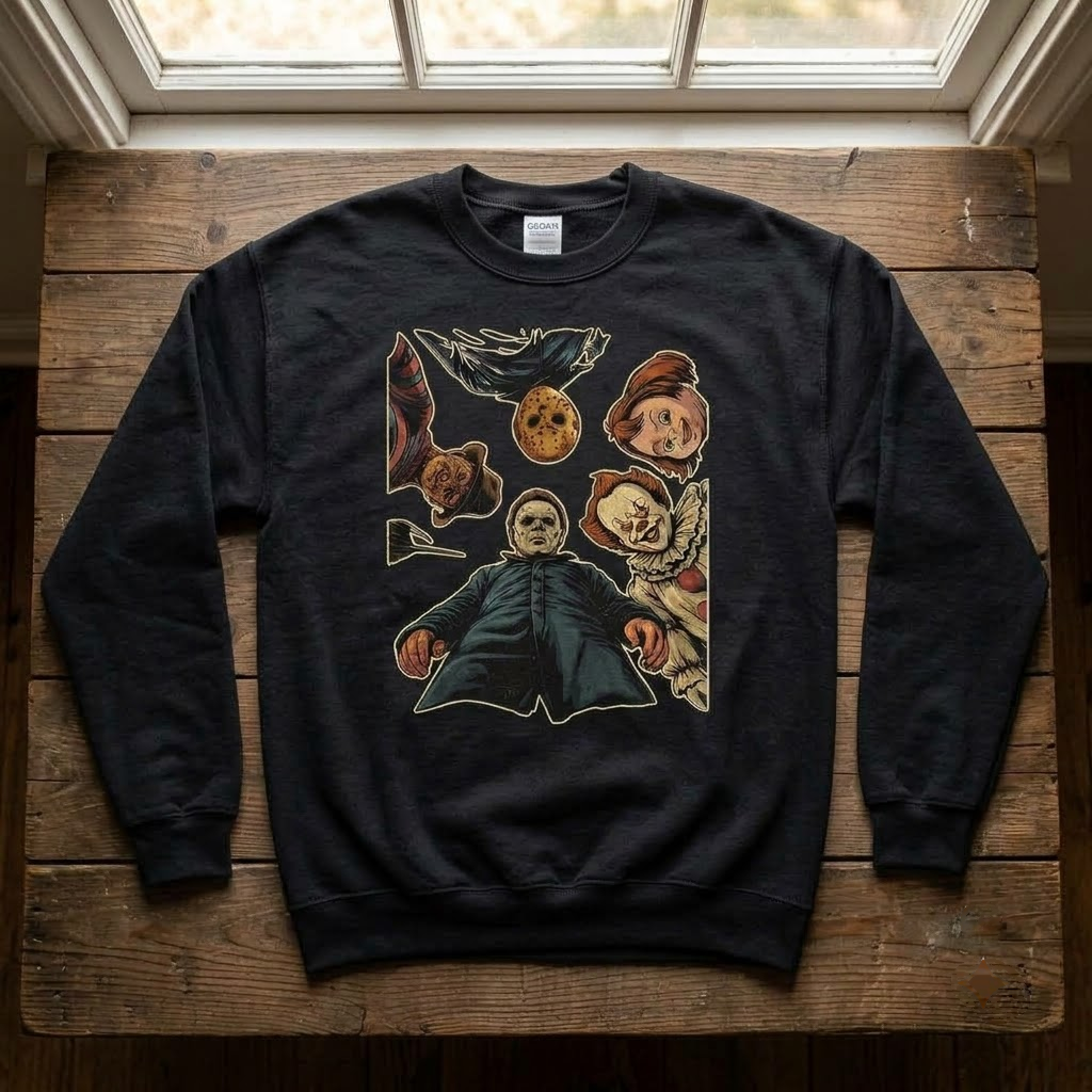 Horror Villains Squad POV - Classic Slasher Icons Halloween T-Shirt, Sweatshirt, Hoodie