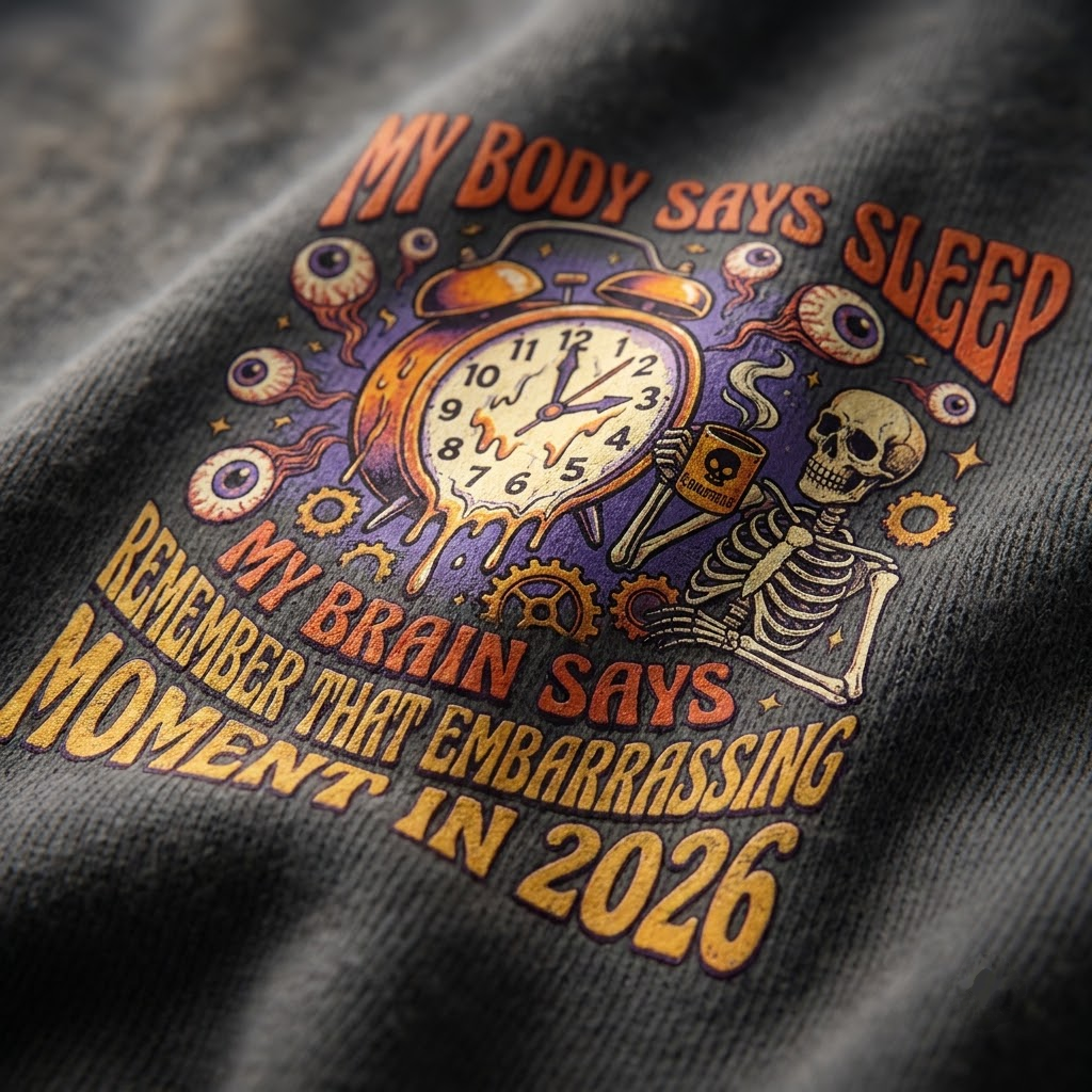 My Body Says Sleep My Brain Says Overthink Halloween Hoodie - Retro Funny Overthinking Spooky Sweatshirt