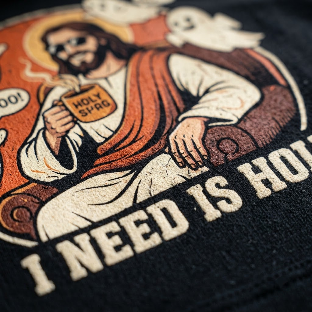 The Only Ghost I Need Is Holy Funny Jesus Halloween Hoodie - 90s Retro Christian Humor Parody Graphic Sweatshirt