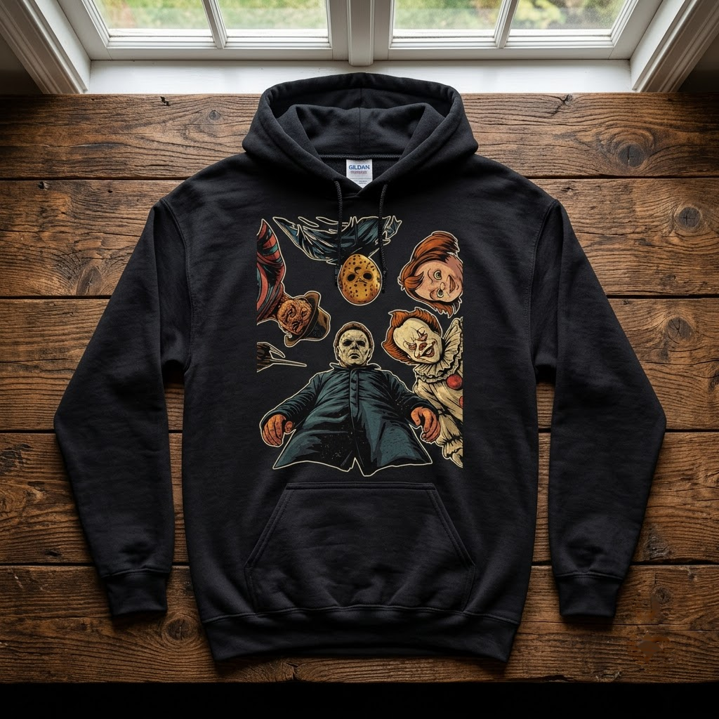 Horror Villains Squad POV - Classic Slasher Icons Halloween T-Shirt, Sweatshirt, Hoodie