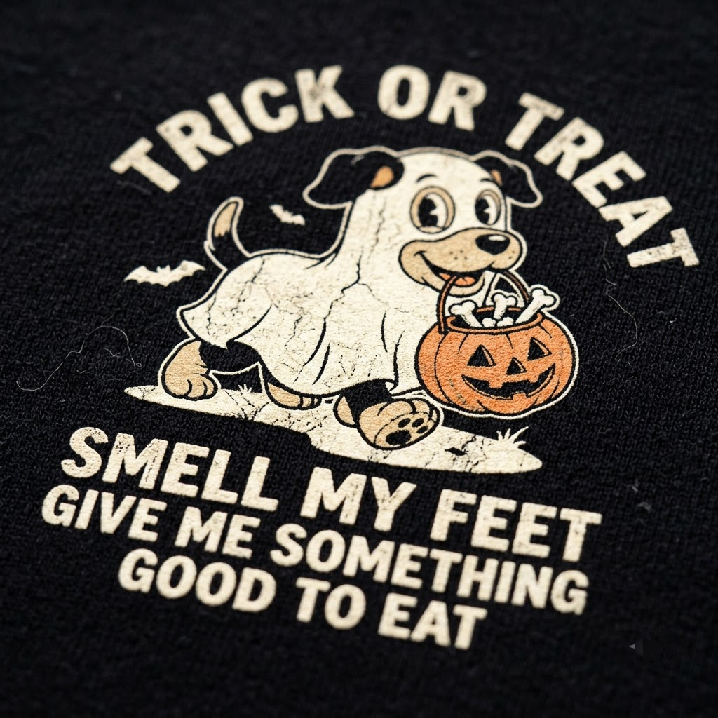 Trick Or Treat Give Me Bones Ghost Dog Halloween Hoodie - Vintage Rubber Hose Dog Mom Graphic Sweatshirt