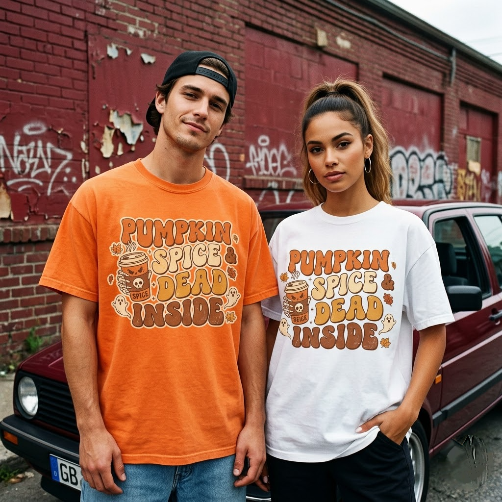 Pumpkin Spice And Dead Inside Halloween Hoodie - Retro Wavy Fall Coffee Lover Graphic Sweatshirt