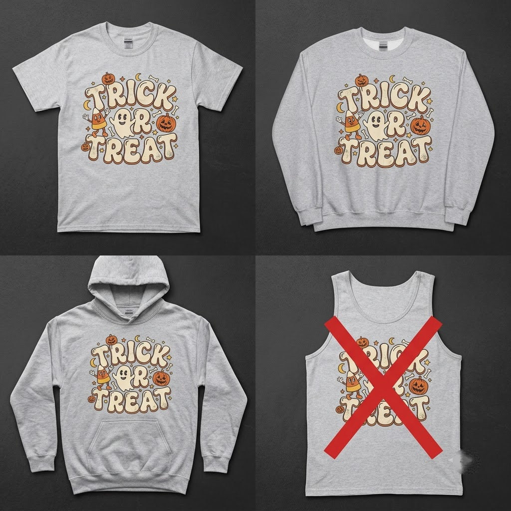 Vintage Collegiate Trick Or Treat Halloween Hoodie - Retro Athletic Varsity Spooky Icons Graphic Sweatshirt