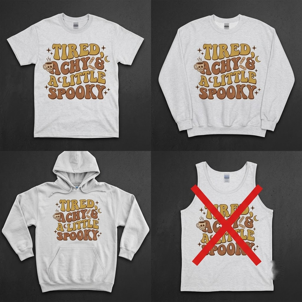 Tired Achy And A Little Spooky Halloween Hoodie - Retro 70s Wavy Fall Coffee Graphic Sweatshirt