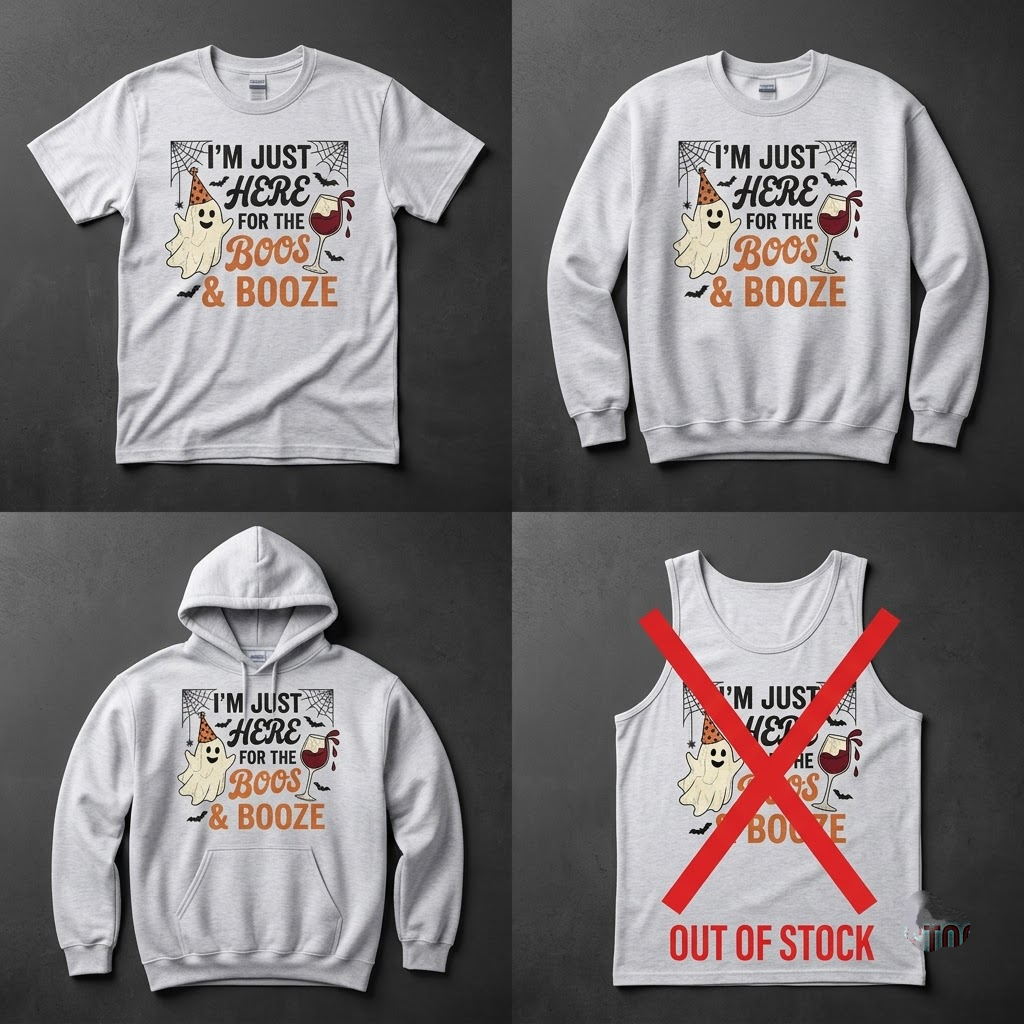 Here For The Boos And Booze Halloween Hoodie - Vintage Retro Wine Lover Party Graphic Sweatshirt