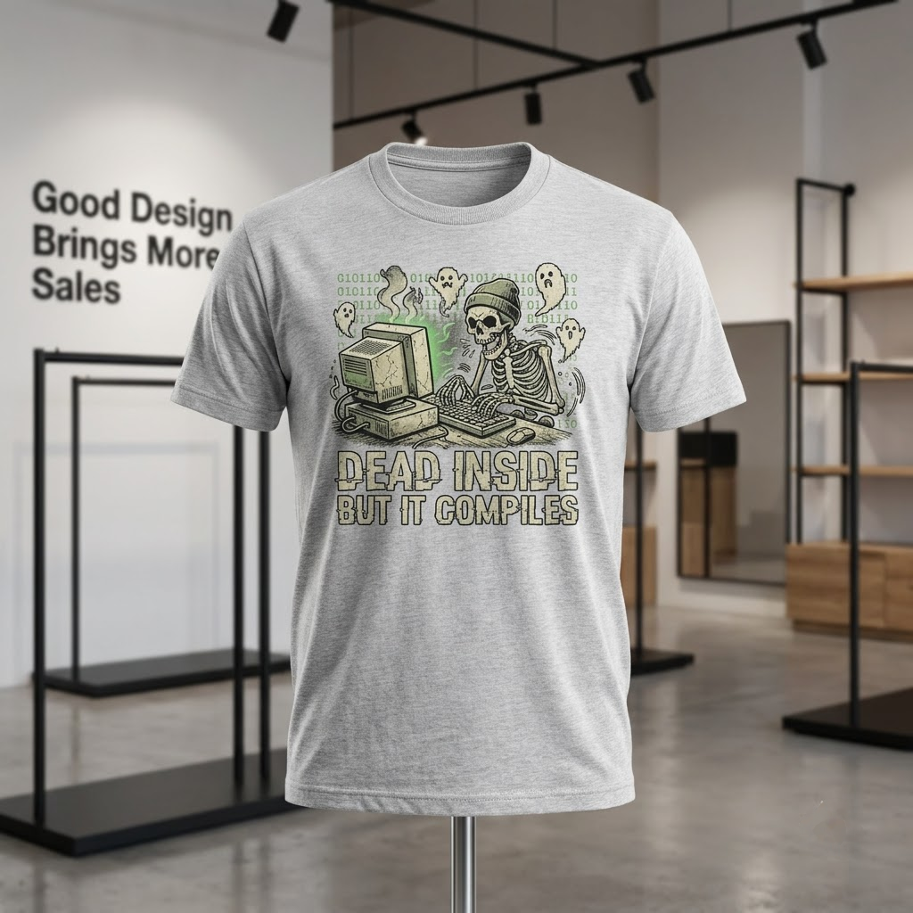 Dead Inside But It Compiles Shirt, Funny Programmer Skeleton Halloween T-Shirt, Sweatshirt, Hoodie