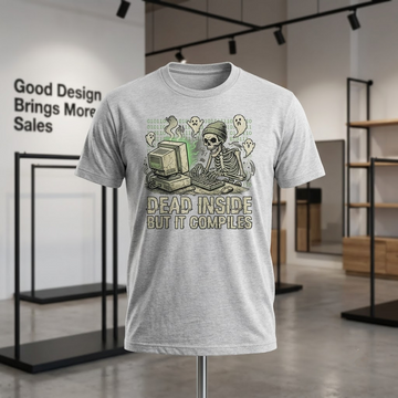 Dead Inside But It Compiles Shirt, Funny Programmer Skeleton Halloween T-Shirt, Sweatshirt, Hoodie