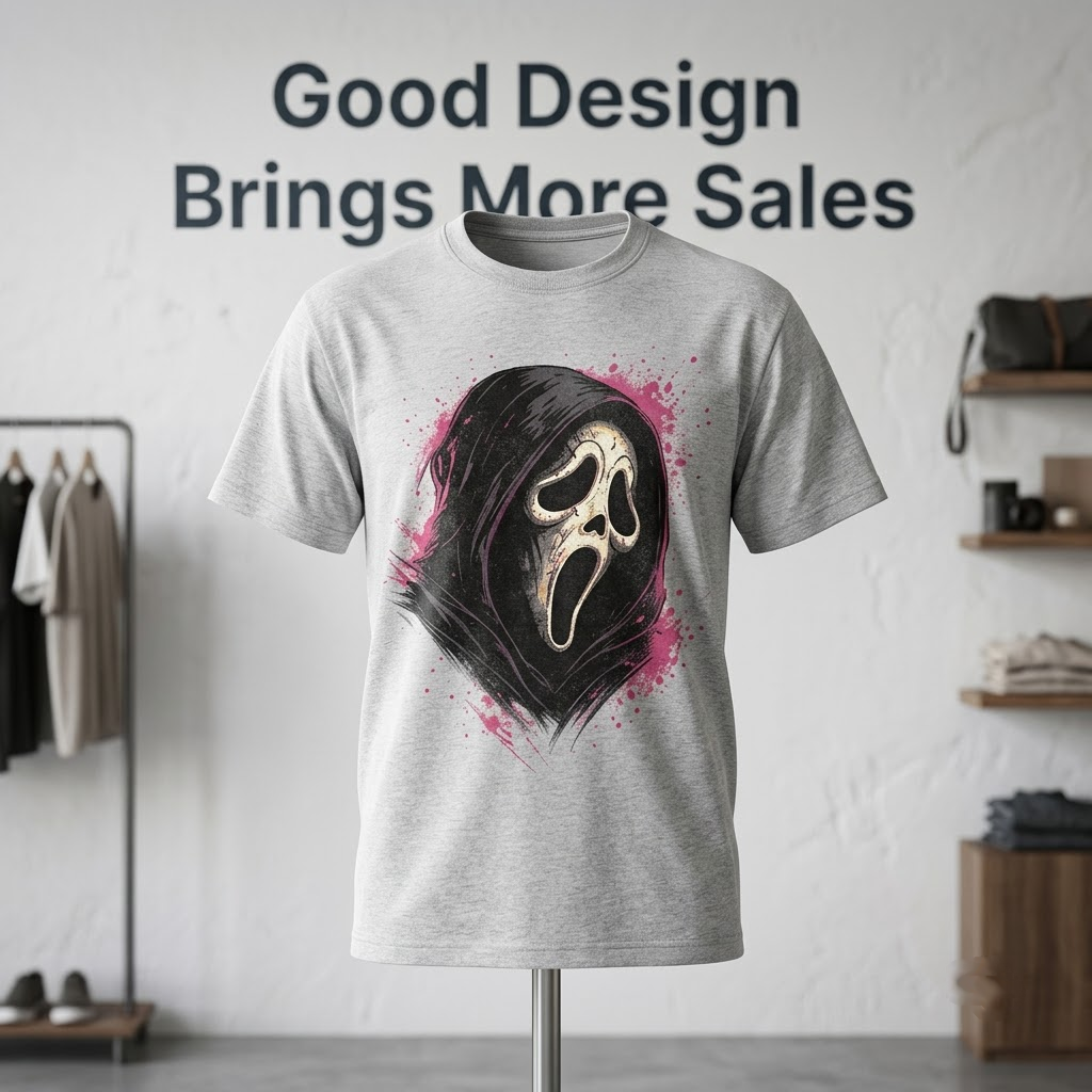 Grunge Pink Splatter Screaming Ghost - Edgy Slasher Horror T-Shirt, Sweatshirt, Hoodie