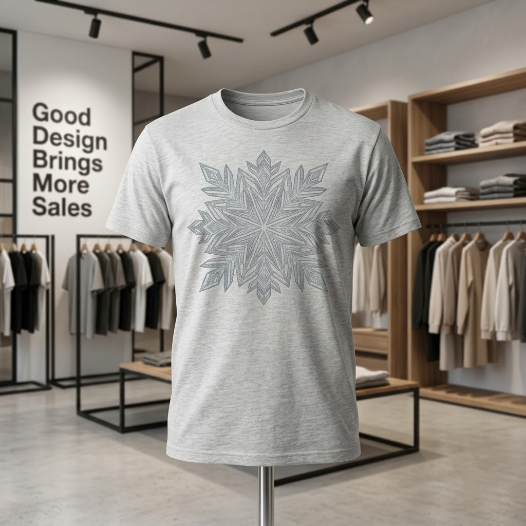 Geometric Snowflake Shirt, Intricate Winter Snow Sweatshirt, Minimalist Holiday Hoodie