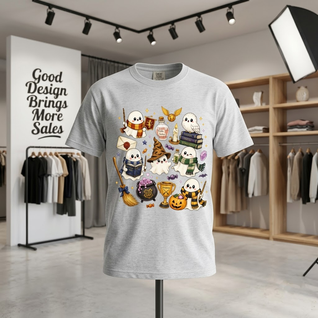 Cute Magical Wizard Ghosts & Potions - Spooky Magic School T-Shirt, Sweatshirt, Hoodie