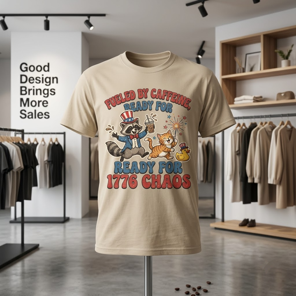 Fueled By Caffeine Ready For 1776 Chaos Funny 4th Of July Gift (T-Shirt, Sweatshirt, Hoodie)