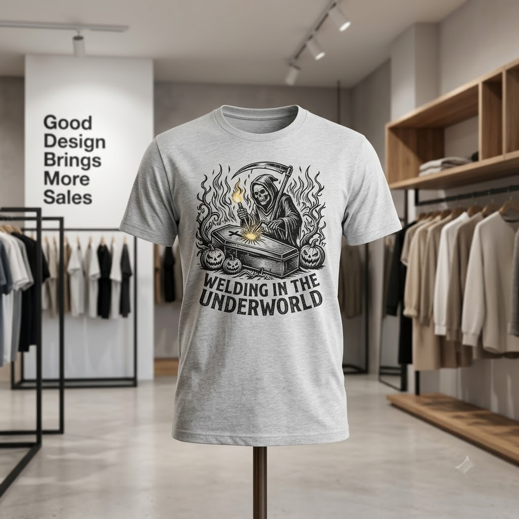 Welding In The Underworld Shirt, Grim Reaper Welder Halloween T-Shirt, Sweatshirt, Hoodie