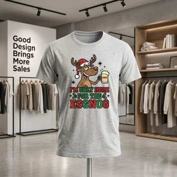 Funny I'm Only Here For The Eggnog Shirt, Reindeer Christmas Sweatshirt, Holiday Party Drinking Hoodie