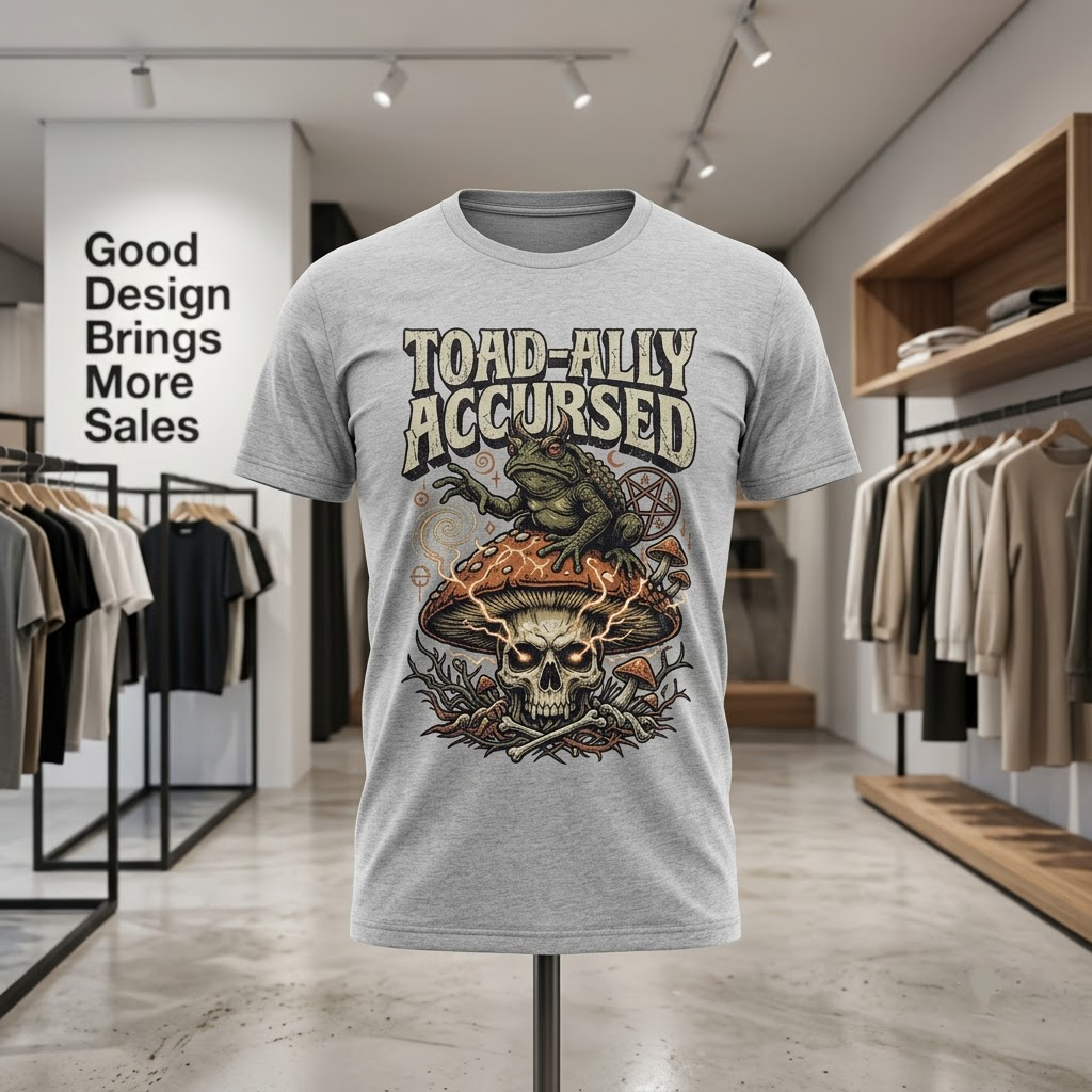 Toad-Ally Accursed Shirt, Vintage Occult Toad Skull Mushroom Halloween T-Shirt, Sweatshirt, Hoodie
