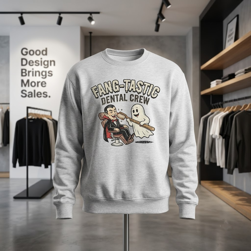 Fang-Tastic Dental Crew Shirt, Cute Ghost & Vampire Dentist Halloween T-Shirt, Sweatshirt, Hoodie