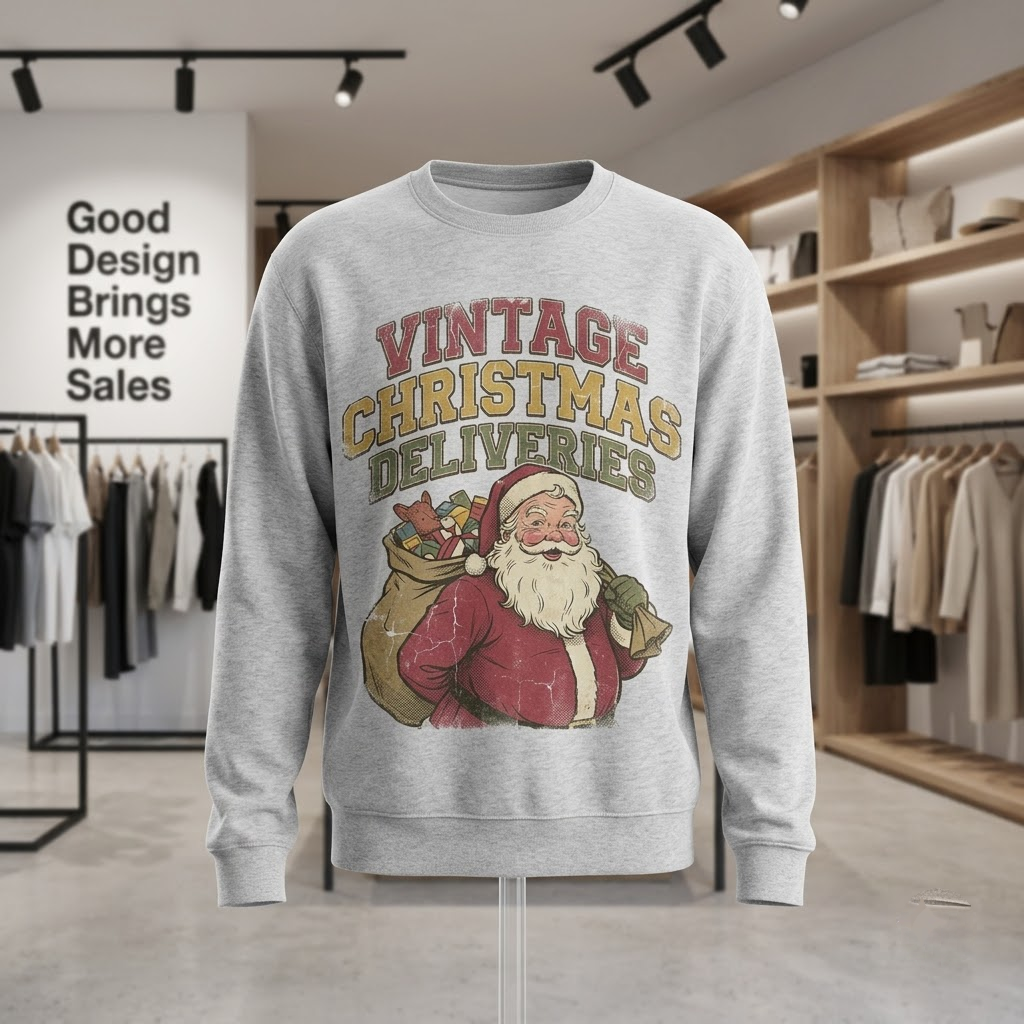 Vintage Christmas Deliveries Shirt, Retro Santa Claus Sweatshirt, Nostalgic Holiday Hoodie