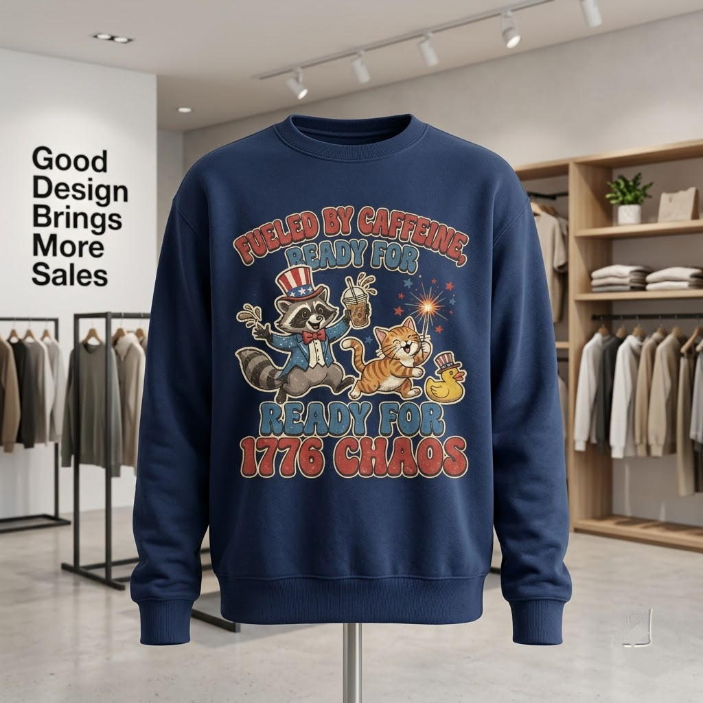 Fueled By Caffeine Ready For 1776 Chaos Funny 4th Of July Gift (T-Shirt, Sweatshirt, Hoodie)